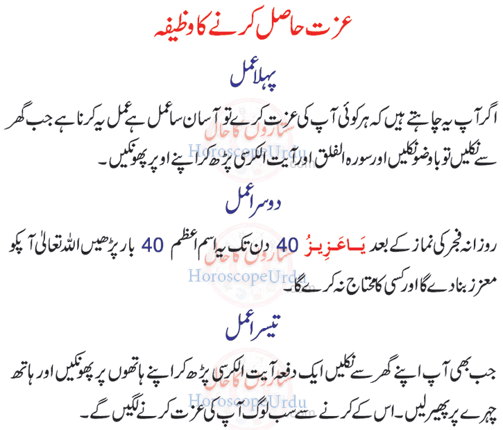 Wazifa For Respect in Urdu